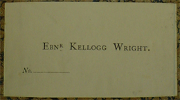Bookplate of Ebenezer Kellogg Wright.