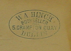 Stamp of bookseller W.A. Hinch, Dublin