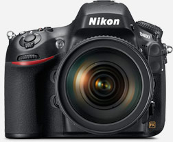 front view of a Nikon D800 camera