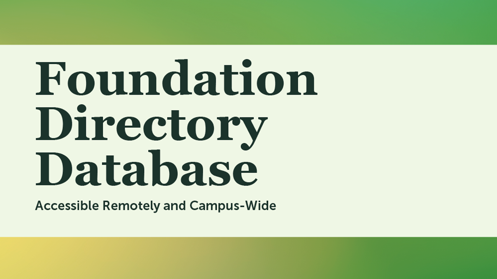 Foundation Directory Database, Accessible Remotely and Campus Wide