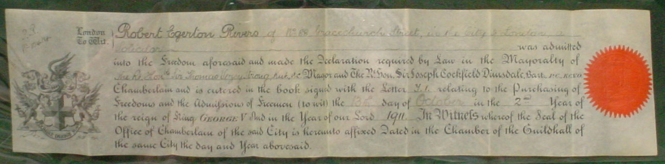 View of 1911 Freedom of the City of London.