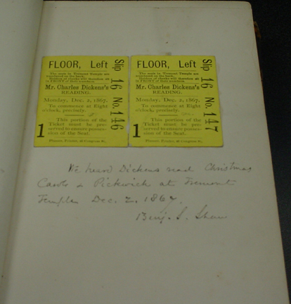 Tickets to Dickens reading Christmas Carol