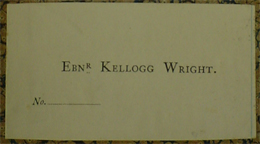 Bookplate of Ebenezer Kellogg Wright.
